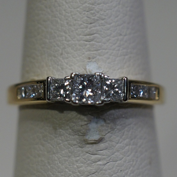 Jewelry - 14KTT Gold Genuine Princess Cut Diamond Ring